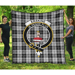 Erskine Black and White Tartan Crest Quilt