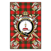 Erskine Modern Tartan Crest Black Garden Flag - Gold Thistle Style