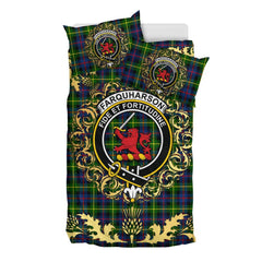 Farquharson Modern Tartan Crest Bedding Set - Golden Thistle Style