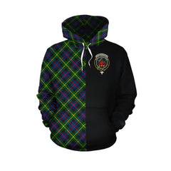 Farquharson Modern Tartan Hoodie Half of Me - Cross Style