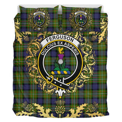 Ferguson Modern Tartan Crest Bedding Set - Golden Thistle Style