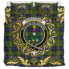 Ferguson Modern Tartan Crest Bedding Set - Golden Thistle Style
