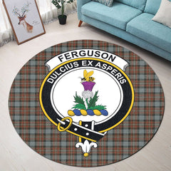 Ferguson Weathered Tartan Crest Round Rug