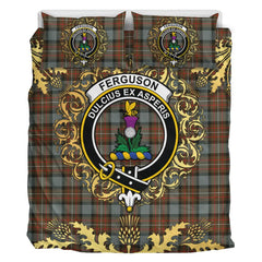 Ferguson Weathered Tartan Crest Bedding Set - Golden Thistle Style