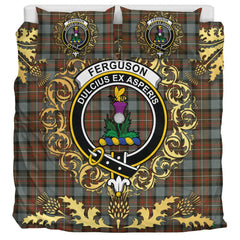 Ferguson Weathered Tartan Crest Bedding Set - Golden Thistle Style