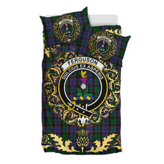 Ferguson of Balquhidder 03 Tartan Crest Bedding Set - Golden Thistle Style