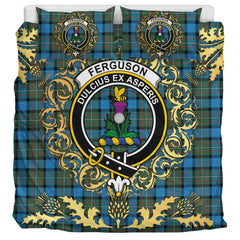 Fergusson Ancient Tartan Crest Bedding Set - Golden Thistle Style