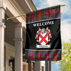 Fitzgerald Red Tartan Crest Black Garden Flag
