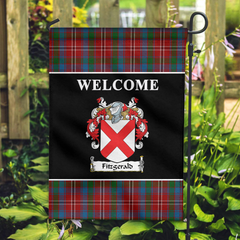 Fitzgerald Red Tartan Crest Black Garden Flag