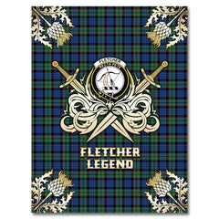 Fletcher Ancient Tartan Gold Courage Symbol Blanket