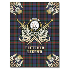 Fletcher of Dunans Tartan Gold Courage Symbol Blanket