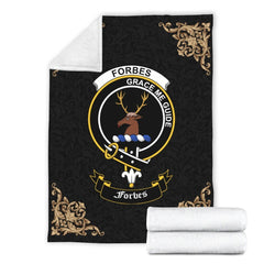 Forbes Crest Tartan Premium Blanket Black