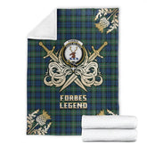 Forbes Ancient Tartan Gold Courage Symbol Blanket