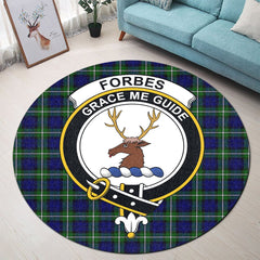 Forbes Modern Tartan Crest Round Rug