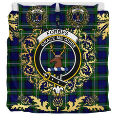 Forbes Modern Tartan Crest Bedding Set - Golden Thistle Style