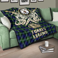 Forbes Modern Tartan Crest Legend Gold Royal Premium Quilt