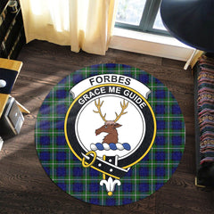 Forbes Modern Tartan Crest Round Rug