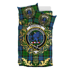 Forsyth 02 Tartan Crest Bedding Set - Golden Thistle Style