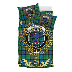 Forsyth Ancient Tartan Crest Bedding Set - Golden Thistle Style