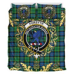 Forsyth Ancient Tartan Crest Bedding Set - Golden Thistle Style