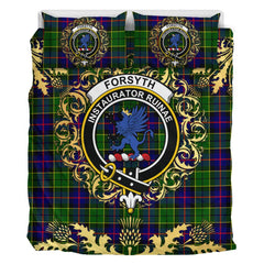Forsyth Modern Tartan Crest Bedding Set - Golden Thistle Style