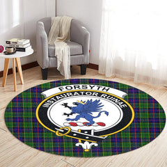 Forsyth Modern Tartan Crest Round Rug