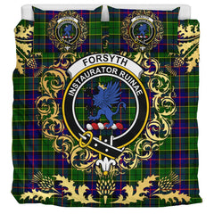 Forsyth Modern Tartan Crest Bedding Set - Golden Thistle Style