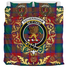 Fotheringham Modern Tartan Crest Bedding Set - Golden Thistle Style