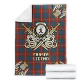 Fraser Ancient Tartan Gold Courage Symbol Blanket