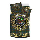 Fraser Hunting 02 Tartan Crest Bedding Set - Golden Thistle Style