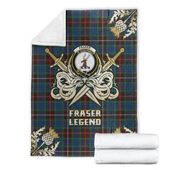 Fraser Hunting Ancient Tartan Gold Courage Symbol Blanket