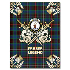 Fraser Hunting Ancient Tartan Gold Courage Symbol Blanket