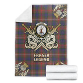 Fraser Hunting Modern Tartan Gold Courage Symbol Blanket