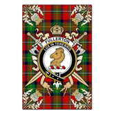 Fullerton Tartan Crest Black Garden Flag - Gold Thistle Style