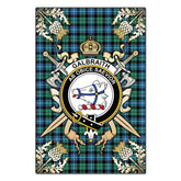 Galbraith Ancient Tartan Crest Black Garden Flag - Gold Thistle Style