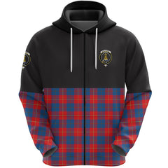 Galloway Red Clan Half Of Tartan Zipper Hoodie