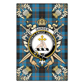 Garden Tartan Crest Black Garden Flag - Gold Thistle Style