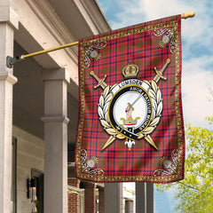 Lumsden Modern Tartan Crest Garden Flag - Celtic Thistle Style