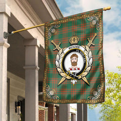 Menzies Green Ancient Tartan Crest Garden Flag - Celtic Thistle Style