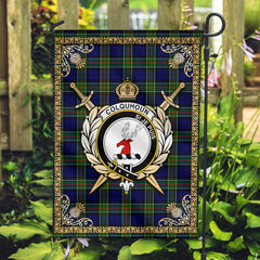 Colquhoun Modern Tartan Crest Garden Flag - Celtic Thistle Style