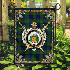 Dundas Modern Tartan Crest Garden Flag - Celtic Thistle Style