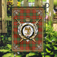 Hay Ancient Tartan Crest Garden Flag - Celtic Thistle Style