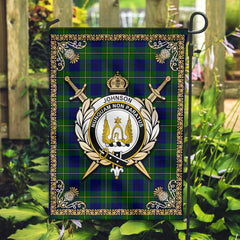 Johnson Modern Tartan Crest Garden Flag - Celtic Thistle Style