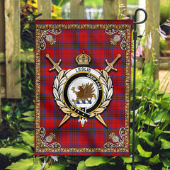 Leslie Modern Tartan Crest Garden Flag - Celtic Thistle Style