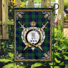 MacCallum Modern Tartan Crest Garden Flag - Celtic Thistle Style