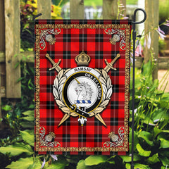 Ramsay Modern Tartan Crest Garden Flag - Celtic Thistle Style