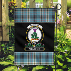 Thomson Blue Tartan Crest Garden Flag - Welcome Style