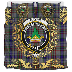 Gayre Hunting Tartan Crest Bedding Set - Golden Thistle Style