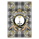 Glendinning Tartan Crest Black Garden Flag - Gold Thistle Style