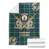 Gordon Ancient Tartan Gold Courage Symbol Blanket